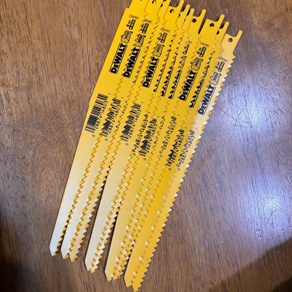 DEWALT DW4803 6-Inch 6 TPI Bi-Metal Reciprocating Saw Blades for Wood 10-Pack